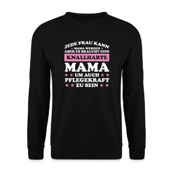 Pflegekraft Mama Mutter Geschenk - Unisex Pullover - Schwarz - Vorne - Alina (178cm) & Michal (187cm)