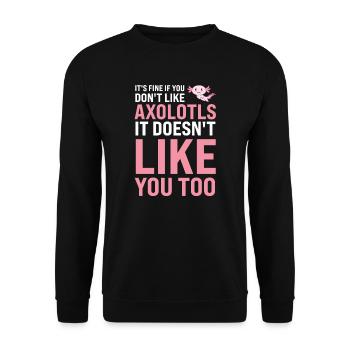 Axolotl Axolotl Tiergeschenk - Unisex Pullover - Schwarz - Vorne - Alina (178cm) & Michal (187cm)