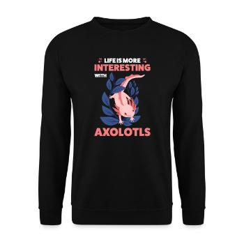 Axolotl Axolotl Tiergeschenk - Unisex Pullover - Schwarz - Vorne - Alina (178cm) & Michal (187cm)