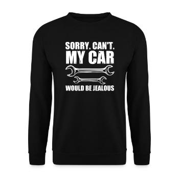 Autos Autos Autoliebhaber Geschenk - Unisex Pullover - Schwarz - Vorne - Alina (178cm) & Michal (187cm)