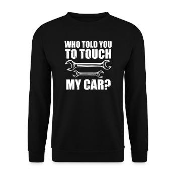 Autos Autos Autoliebhaber Geschenk - Unisex Pullover - Schwarz - Vorne - Alina (178cm) & Michal (187cm)