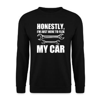 Autos Autos Autoliebhaber Geschenk - Unisex Pullover - Schwarz - Vorne - Alina (178cm) & Michal (187cm)