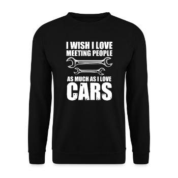 Autos Autos Autoliebhaber Geschenk - Unisex Pullover - Schwarz - Vorne - Alina (178cm) & Michal (187cm)