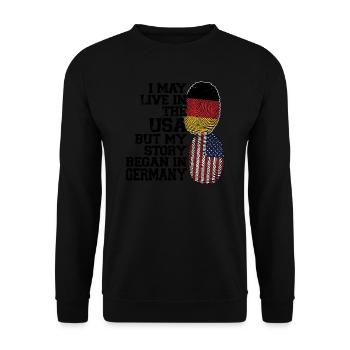 Deutschland Deutsch Deutsche Wurzeln Geschenk - Unisex Pullover - Schwarz - Vorne - Alina (178cm) & Michal (187cm)