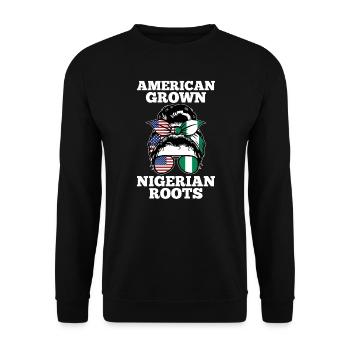 Nigerianer Nigeria Nigerianische Wurzeln Geschenk - Unisex Pullover - Schwarz - Vorne - Alina (178cm) & Michal (187cm)