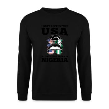 Nigerianer Nigeria Nigerianische Wurzeln Geschenk - Unisex Pullover - Schwarz - Vorne - Alina (178cm) & Michal (187cm)