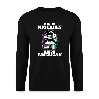 Nigerianer Nigeria Nigerianische Wurzeln Geschenk - Unisex Pullover - Schwarz - Vorne - Alina (178cm) & Michal (187cm)