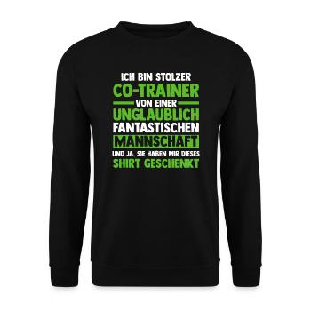 Co-Trainer Sport Trainer Geschenk - Unisex Pullover - Schwarz - Vorne - Alina (178cm) & Michal (187cm)