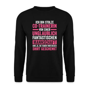 Co-Trainerin Sport Coach Geschenk - Unisex Pullover - Schwarz - Vorne - Alina (178cm) & Michal (187cm)