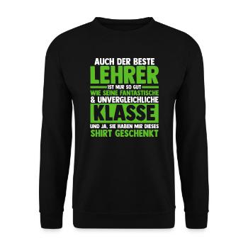 Lehrer Beruf Schullehrer Geschenk - Unisex Pullover - Schwarz - Vorne - Alina (178cm) & Michal (187cm)