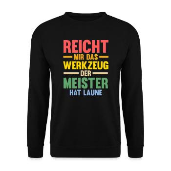 Meister Prüfung Handwerksmeister Geschenk - Unisex Pullover - Schwarz - Vorne - Alina (178cm) & Michal (187cm)