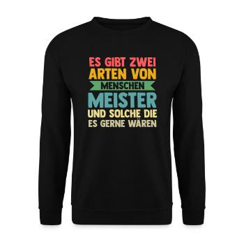 Meister Prüfung Meisterprüfung Geschenk - Unisex Pullover - Schwarz - Vorne - Alina (178cm) & Michal (187cm)