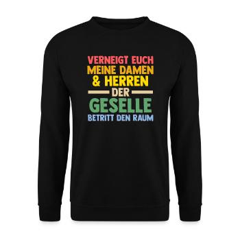 Geselle Prüfung Gesellenbrief Geschenk - Unisex Pullover - Schwarz - Vorne - Alina (178cm) & Michal (187cm)