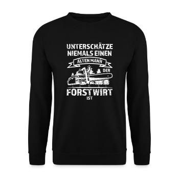 Forstwirt Förster Baumpfleger Geschenk - Unisex Pullover - Schwarz - Vorne - Alina (178cm) & Michal (187cm)