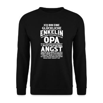 Enkelin & Opa Familie Enkelin Geschenk - Unisex Pullover - Schwarz - Vorne - Alina (178cm) & Michal (187cm)