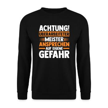 Meister Handwerker Meisterbrief Geschenk - Unisex Pullover - Schwarz - Vorne - Alina (178cm) & Michal (187cm)