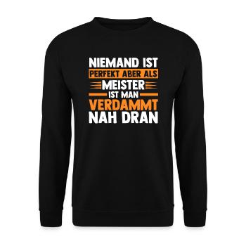 Meister Handwerker Meister Prüfung Geschenk - Unisex Pullover - Schwarz - Vorne - Alina (178cm) & Michal (187cm)