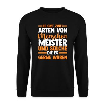 Meister Handwerker Meister Prüfung Geschenk - Unisex Pullover - Schwarz - Vorne - Alina (178cm) & Michal (187cm)