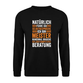 Meister Handwerker Meisterbrief Geschenk - Unisex Pullover - Schwarz - Vorne - Alina (178cm) & Michal (187cm)