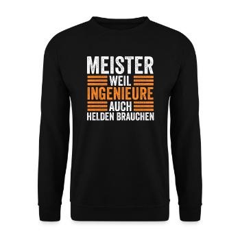 Meister Handwerker Handwerksmeister Geschenk - Unisex Pullover - Schwarz - Vorne - Alina (178cm) & Michal (187cm)
