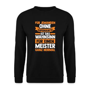 Meister Handwerker Meisterbrief Geschenk - Unisex Pullover - Schwarz - Vorne - Alina (178cm) & Michal (187cm)