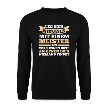 Meister Handwerker Meister Prüfung Geschenk - Unisex Pullover - Schwarz - Vorne - Alina (178cm) & Michal (187cm)