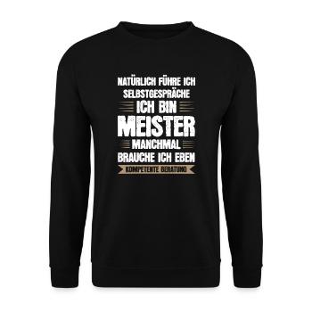 Meister Prüfung Handwerker Geschenk - Unisex Pullover - Schwarz - Vorne - Alina (178cm) & Michal (187cm)