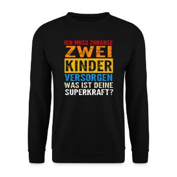 Papa 2 Kinder Vater Geschenk - Unisex Pullover - Schwarz - Vorne - Alina (178cm) & Michal (187cm)