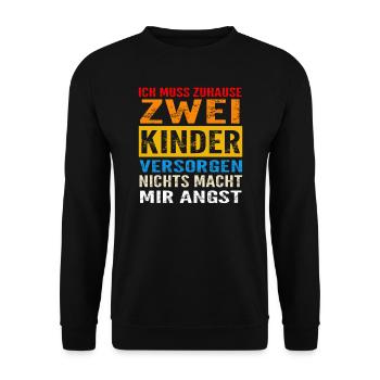 Papa 2 Kinder Vater Geschenk - Unisex Pullover - Schwarz - Vorne - Alina (178cm) & Michal (187cm)