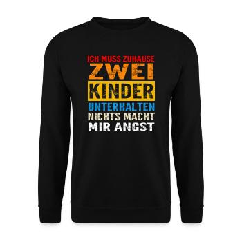 Papa 2 Kinder Zwei Kinder Geschenk - Unisex Pullover - Schwarz - Vorne - Alina (178cm) & Michal (187cm)