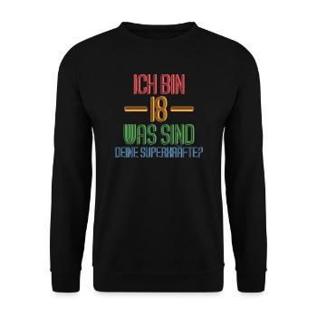 18. Geburtstag 18 Jahre 18 Jahre alt Geschenk - Unisex Pullover - Schwarz - Vorne - Alina (178cm) & Michal (187cm)