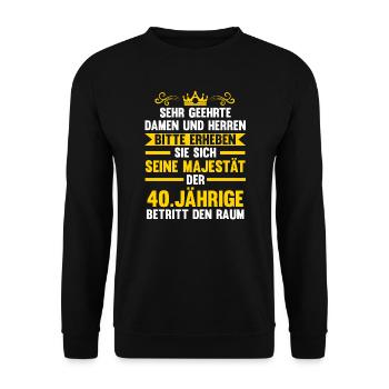 40. Geburtstag 40 Jahre Geburtstag Geschenk - Unisex Pullover - Schwarz - Vorne - Alina (178cm) & Michal (187cm)