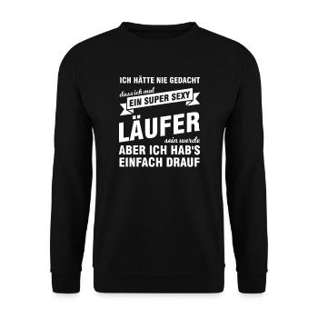 Läufer Sport Laufen Geschenk - Unisex Pullover - Schwarz - Vorne - Alina (178cm) & Michal (187cm)
