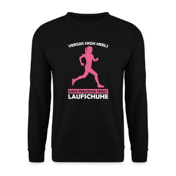 Läuferin Sport Joggerin Geschenk - Unisex Pullover - Schwarz - Vorne - Alina (178cm) & Michal (187cm)