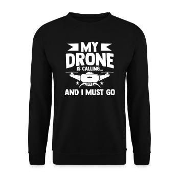 Drohne Pilot Quadcopter Geschenk - Unisex Pullover - Schwarz - Vorne - Alina (178cm) & Michal (187cm)