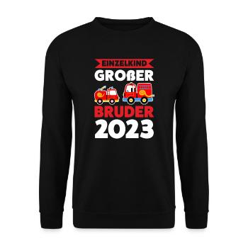 Großer Bruder 2023 Feuerwehr Grosser Bruder 2023 G - Unisex Pullover - Schwarz - Vorne - Alina (178cm) & Michal (187cm)