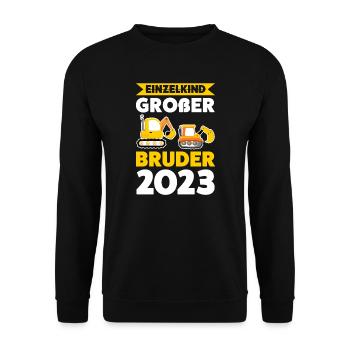 Großer Bruder 2023 Bagger Grosser Bruder 2023 Gesc - Unisex Pullover - Schwarz - Vorne - Alina (178cm) & Michal (187cm)