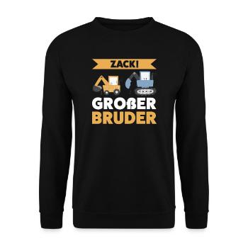 Großer Bruder Bagger Brüder Geschenk - Unisex Pullover - Schwarz - Vorne - Alina (178cm) & Michal (187cm)