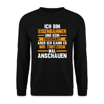 Eisenbahner Beruf Lokführer Geschenk - Unisex Pullover - Schwarz - Vorne - Alina (178cm) & Michal (187cm)