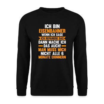 Eisenbahner Beruf Bahn Geschenk - Unisex Pullover - Schwarz - Vorne - Alina (178cm) & Michal (187cm)