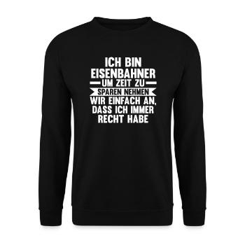 Eisenbahner Beruf Lokführer Geschenk - Unisex Pullover - Schwarz - Vorne - Alina (178cm) & Michal (187cm)