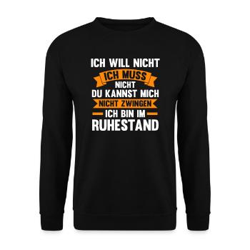 Rentner Ruhestand Pensionierung Geschenk - Unisex Pullover - Schwarz - Vorne - Alina (178cm) & Michal (187cm)