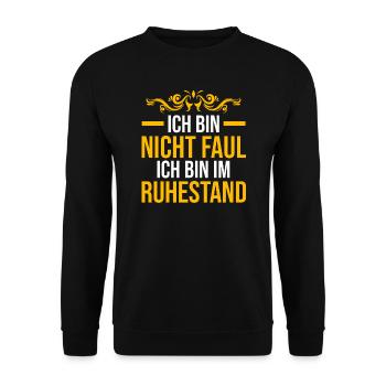 Rentner Ruhestand Pensionär Geschenk - Unisex Pullover - Schwarz - Vorne - Alina (178cm) & Michal (187cm)