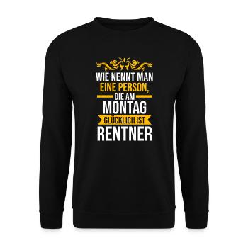 Rentner Ruhestand Pensionär Geschenk - Unisex Pullover - Schwarz - Vorne - Alina (178cm) & Michal (187cm)