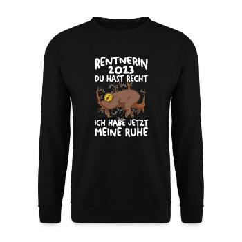 Rentnerin 2023 Faultier Rentnerin Geschenk - Unisex Pullover - Schwarz - Vorne - Alina (178cm) & Michal (187cm)
