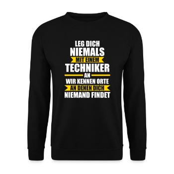 Techniker Beruf Ingenieur Geschenk - Unisex Pullover - Schwarz - Vorne - Alina (178cm) & Michal (187cm)