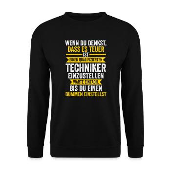 Techniker Beruf Technik Geschenk - Unisex Pullover - Schwarz - Vorne - Alina (178cm) & Michal (187cm)