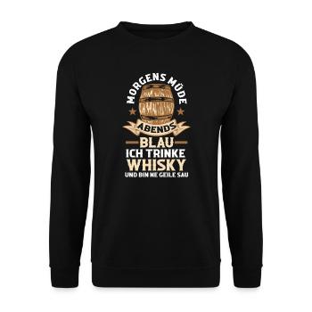 Whisky Alkohol Whiskyliebhaber Geschenk - Unisex Pullover - Schwarz - Vorne - Alina (178cm) & Michal (187cm)