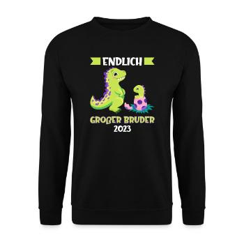 Großer Bruder 2023 Dinosaurier Grosser Bruder Gesc - Unisex Pullover - Schwarz - Vorne - Alina (178cm) & Michal (187cm)