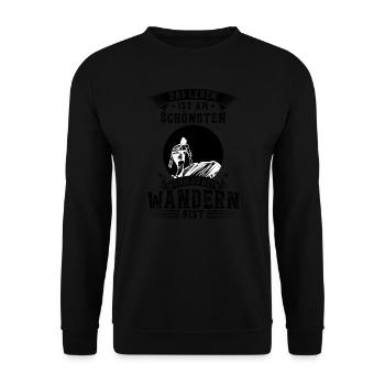 Wandern Berge Bergsteigen Geschenk - Unisex Pullover - Schwarz - Vorne - Alina (178cm) & Michal (187cm)